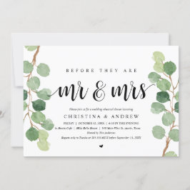 Invitación Eucalipto Moderno, Cena de Ensayo de Boda