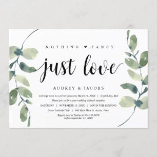 Invitación Eucalipto moderno, Fiesta de Elopement Boda