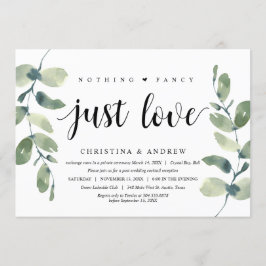 Invitación Eucalipto moderno, tinta negra, fuga de novios