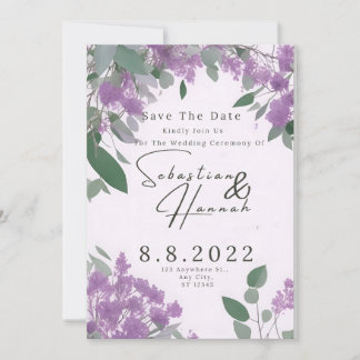 Invitación Eucalipto Morado Botánico Elegante y Simple