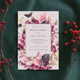 Invitación Eucalipto Morado Las Mariposas Caen En La Ducha De