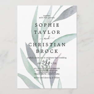 Invitación Eucalipto morado y verde Boda de follaje alterado