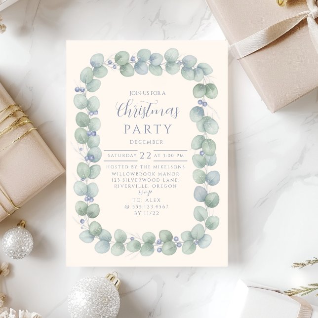 Invitación Eucalipto Navidad Invierno Azul (Subido por el creador)