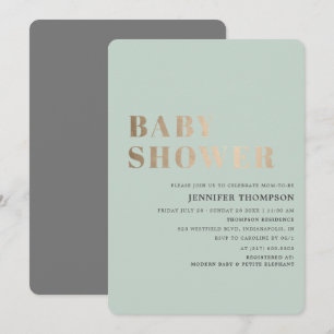Invitación Eucalipto Neutral Simple Green & Gold Baby Shower