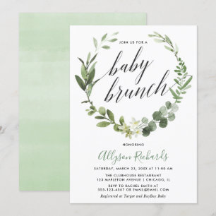 Invitación Eucalipto neutro de género para el brunch del bebé