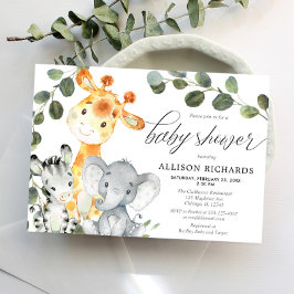 Invitación eucalipto neutro género linda ducha de bebé safari