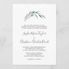 Invitación Eucalipto púrpura y verde Boda formal
