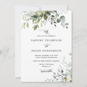 Invitación Eucalipto rosado seco deja Boda QR Foto de código