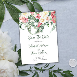 Invitación Eucalipto Rosas Florales Rosadas Blancas Salva la