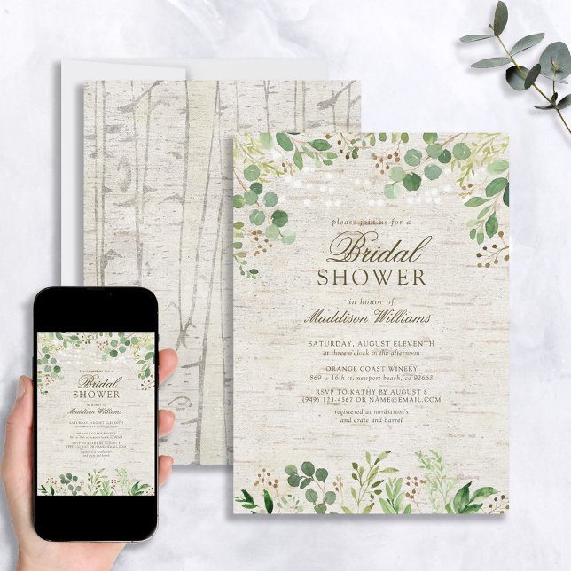 Invitación Eucalipto ruso deja a la naturaleza ducha de novia (Subido por el creador)