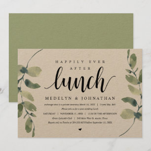 Invitación Eucalipto rústico, Boda Elopement Lunch Invittat