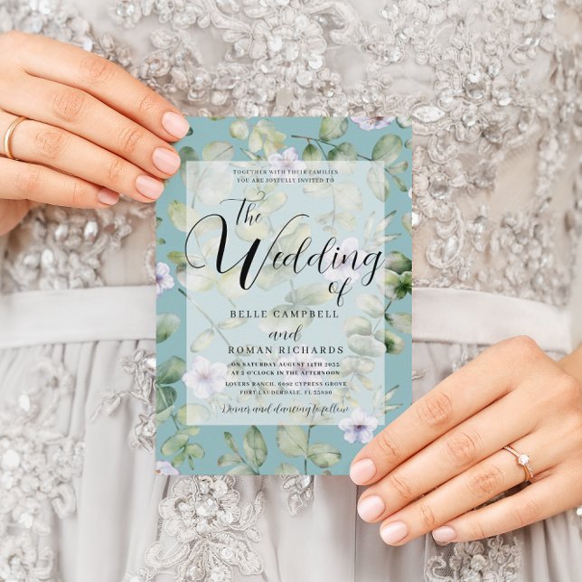 Invitación Eucalipto Rústico Boda morado y floral Verde azula (Subido por el creador)