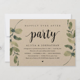 Invitación Eucalipto Rústico, Celebración de Elopement Boda I