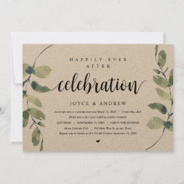 Invitación Eucalipto Rústico, Celebración de Elopement Boda I