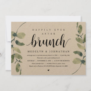 Invitación Eucalipto rústico, celebración del Elopement Boda