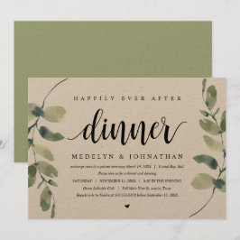 Invitación Eucalipto Rústico, Cena Boda Elopement