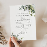 Invitación Eucalipto rústico deja Boda de la vegetación<br><div class="desc">Esta elegante colección presenta hojas de color agua mezcladas,  junto con un elegante tipo de letra de serif y sans delicados en negro,  con un monograma en la parte posterior. Elementos coincidentes disponibles.</div>