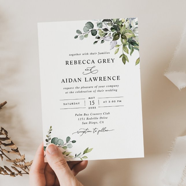 Invitación Eucalipto rústico deja Boda de la vegetación (Subido por el creador)