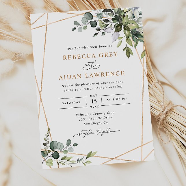 Invitación Eucalipto Rústico deja Boda de oro de la vegetació (Subido por el creador)