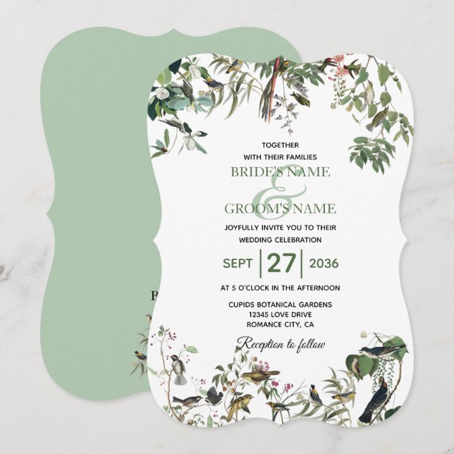 Invitación Eucalipto rústico deja Boda de vegetación vintage (Anverso / Reverso)