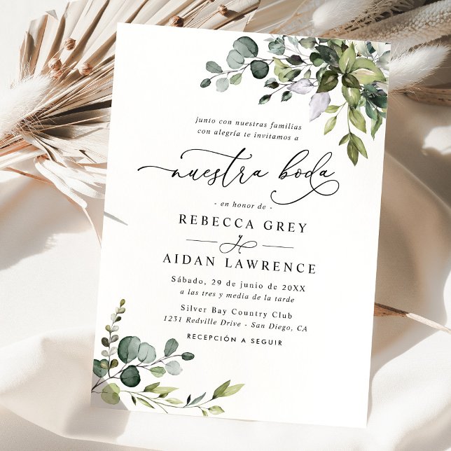 Invitación Eucalipto Rústico deja la vegetación Neustra Boda (Subido por el creador)