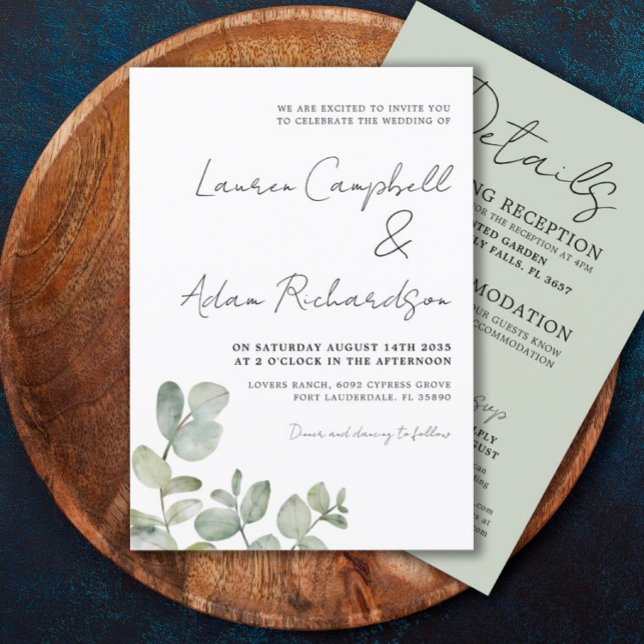 Invitación Eucalipto Rústico Sage Green Todo En Un Boda (Subido por el creador)