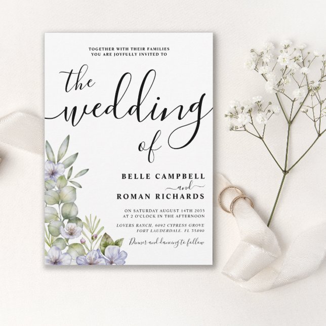 Invitación Eucalipto Rústico y Boda Morado Floral (Subido por el creador)