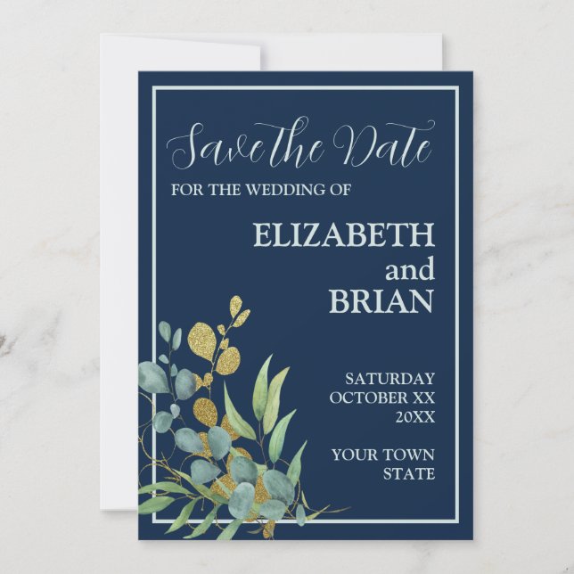 Invitación Eucalipto Save the Date (Anverso)