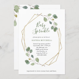 Invitación Eucalipto Sencillo Goma Gemétrica Bebé Espolvorear