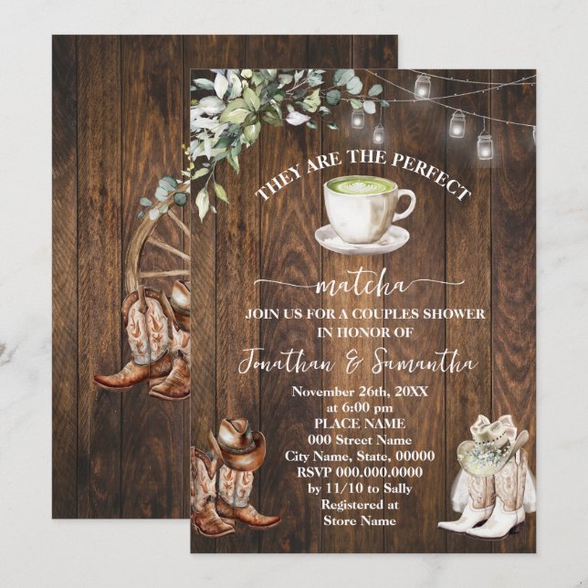 Invitación Eucalipto Son la Matcha occidental perfecta (Anverso / Reverso)