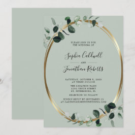 Invitación Eucalipto Todo en un sitio web RSVP Sage Boda