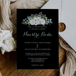 Invitación Eucalipto Tropical Greenery Boda Español Negro