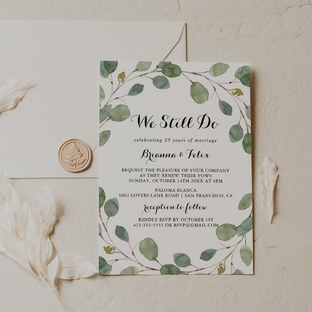 Invitación Eucalipto verde Aún prometemos renovación (Subido por el creador)