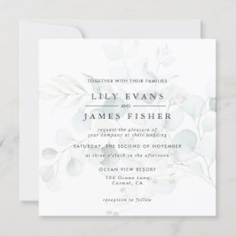 Invitación Eucalipto Verde Azul Foliage Bouquet Boda