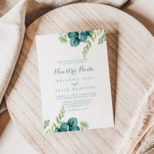 Invitación Eucalipto Verde de la Vintage Nuestra Boda Boda