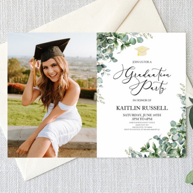 Invitación Eucalipto verde deja partido de graduación botánic (Subido por el creador)