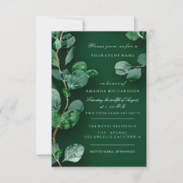 Invitación Eucalipto Verde Dorado Boda Aniversario