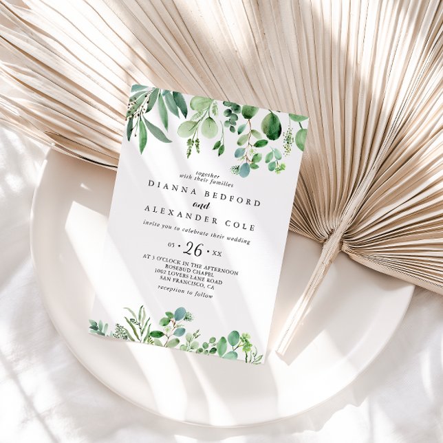 Invitación Eucalipto Verde Foliage Botánico Boda Casual (Subido por el creador)