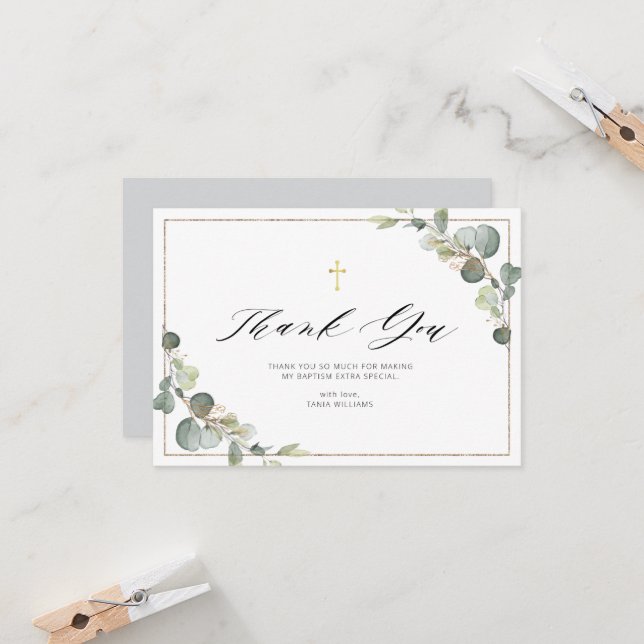 Invitación eucalipto verde marco elegante carta de agradecimi (Anverso/Reverso In Situ)