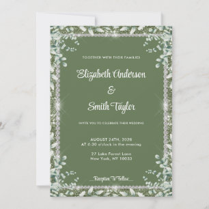 Invitación Eucalipto Verde Masaje Moderno Y Boda De Diamantes