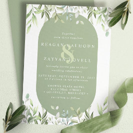 Invitación Eucalipto Verde Moderno Bodas Aquarela