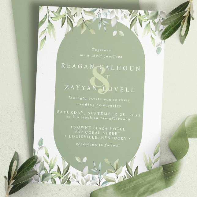 Invitación Eucalipto Verde Moderno Bodas Aquarela (Subido por el creador)