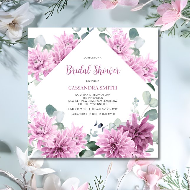 Invitación Eucalipto Verde Morado Dahlia Bridal Ducha (Subido por el creador)