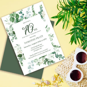 Invitación Eucalipto Verde oscuro 70 cumpleaños