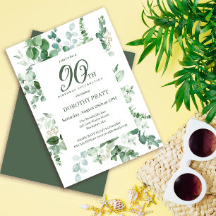Invitación Eucalipto Verde oscuro 90 cumpleaños