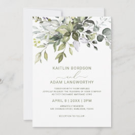 Invitación Eucalipto Verde Para Boda Aquarela Herbal