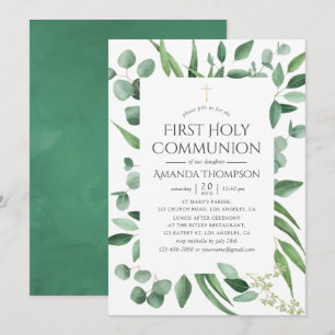 Invitación Eucalipto Verde Primer Comunión