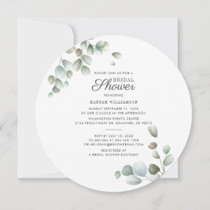 Invitación Eucalipto Verde Script Foliage Despedida de Solter