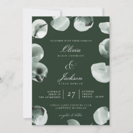 Invitación Eucalipto verde silencioso Boda moderno guionado p