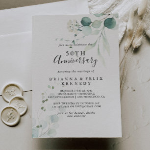 Invitación Eucalipto verde verano 50° aniversario Boda